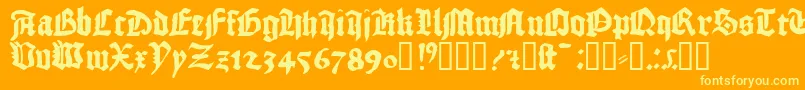 1456gutenberg-Schriftart – Gelbe Schriften auf orangefarbenem Hintergrund