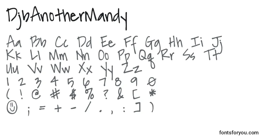 A fonte DjbAnotherMandy – alfabeto, números, caracteres especiais