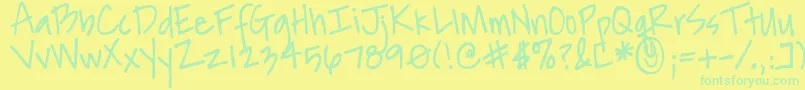 DjbAnotherMandy Font – Green Fonts on Yellow Background