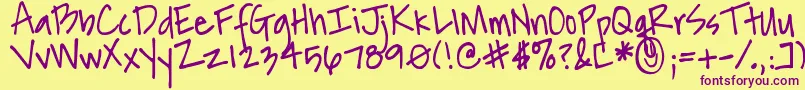 DjbAnotherMandy Font – Purple Fonts on Yellow Background