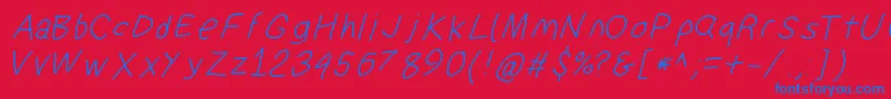 Suplexdriverregularobl Font – Blue Fonts on Red Background