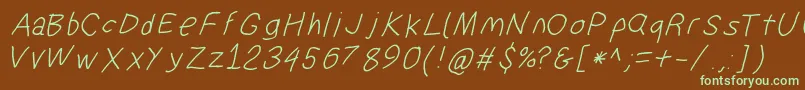 Suplexdriverregularobl Font – Green Fonts on Brown Background