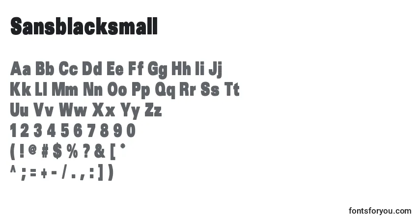 Schriftart Sansblacksmall – Alphabet, Zahlen, spezielle Symbole