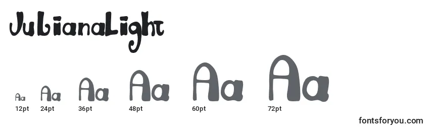 sizes of julianalight font, julianalight sizes
