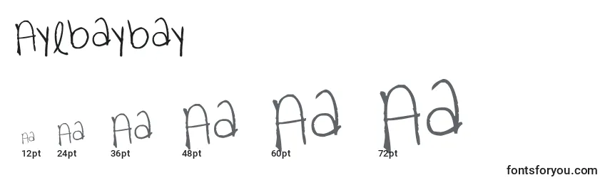 sizes of ayebaybay font, ayebaybay sizes