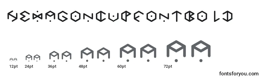 sizes of hexagoncupfontbold font, hexagoncupfontbold sizes