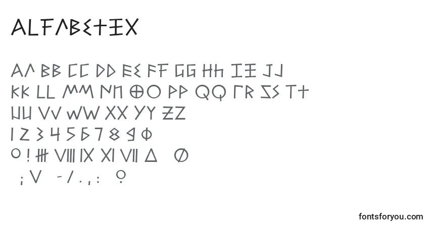 characters of alfabetix font, letter of alfabetix font, alphabet of  alfabetix font