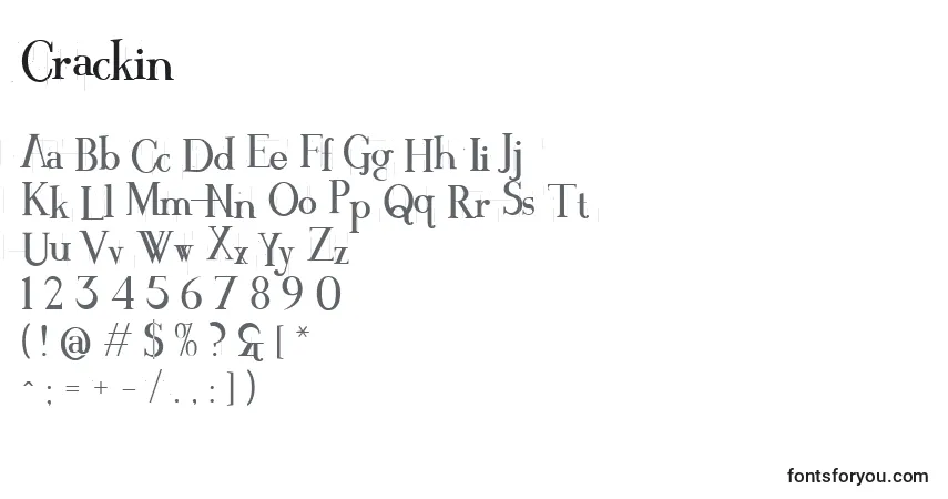 characters of crackin font, letter of crackin font, alphabet of  crackin font