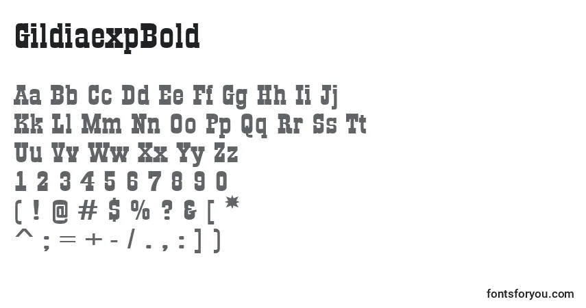 characters of gildiaexpbold font, letter of gildiaexpbold font, alphabet of  gildiaexpbold font