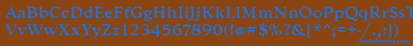 フォントGoudytmed – 茶色の背景に青い文字