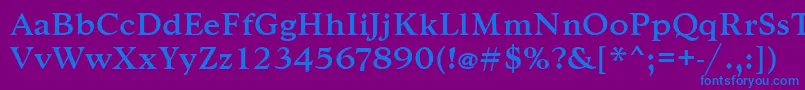 フォントGoudytmed – 紫色の背景に青い文字