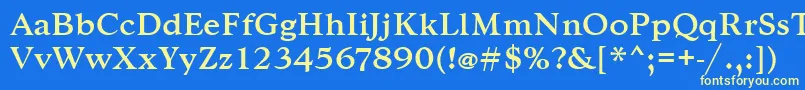 フォントGoudytmed – 黄色の文字、青い背景