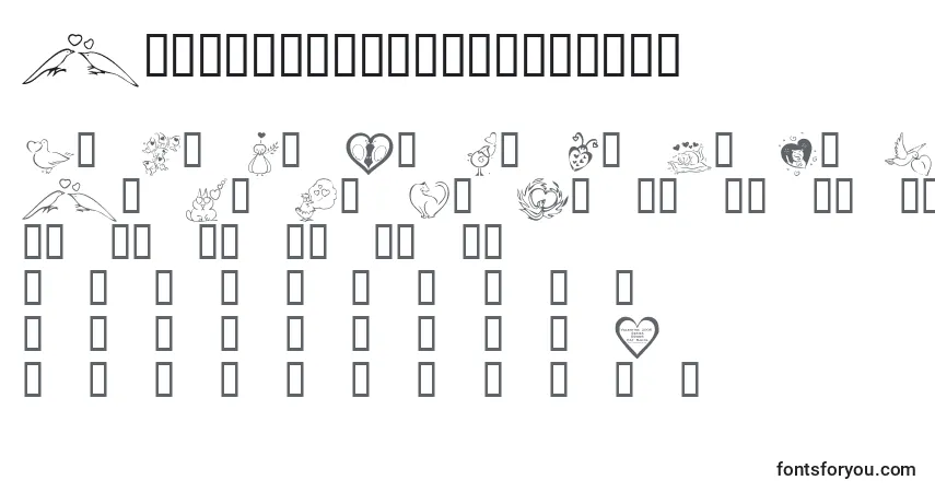 Czcionka KrValentines2006Three – alfabet, cyfry, specjalne znaki