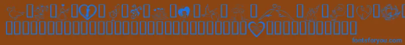 KrValentines2006Three Font – Blue Fonts on Brown Background