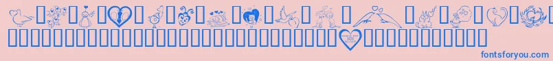KrValentines2006Three Font – Blue Fonts on Pink Background