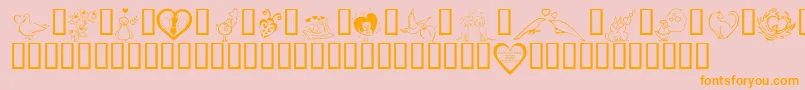 フォントKrValentines2006Three – オレンジの文字がピンクの背景にあります。