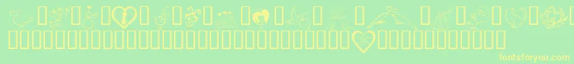 KrValentines2006Three Font – Yellow Fonts on Green Background