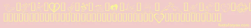 KrValentines2006Three-Schriftart – Gelbe Schriften auf rosa Hintergrund