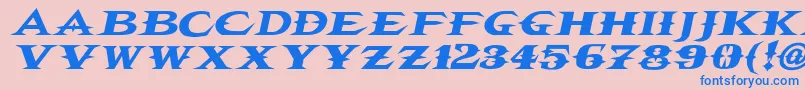 Vtcbelialsbladeitalic-Schriftart – Blaue Schriften auf rosa Hintergrund