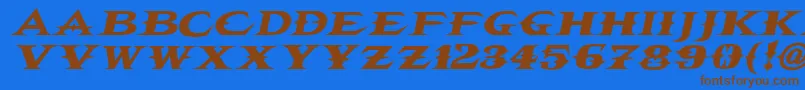 Czcionka Vtcbelialsbladeitalic – brązowe czcionki na niebieskim tle