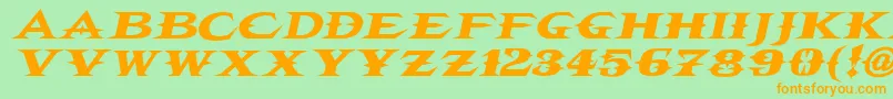 Czcionka Vtcbelialsbladeitalic – pomarańczowe czcionki na zielonym tle