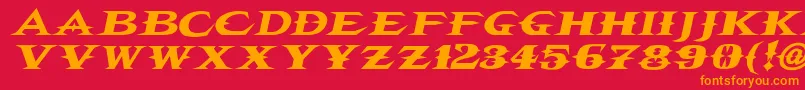 Czcionka Vtcbelialsbladeitalic – pomarańczowe czcionki na czerwonym tle