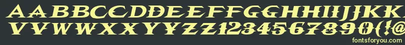 フォントVtcbelialsbladeitalic – 黒い背景に黄色の文字