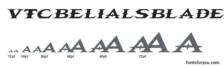 Размеры шрифта Vtcbelialsbladeitalic