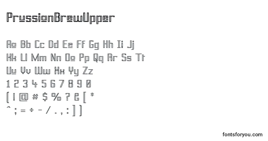 Schriftart PrussianBrewUpper – Alphabet, Zahlen, spezielle Symbole