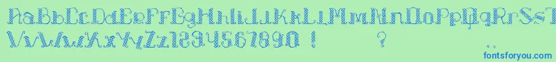 フォントLapiahTigoTypeface – 青い文字は緑の背景です。