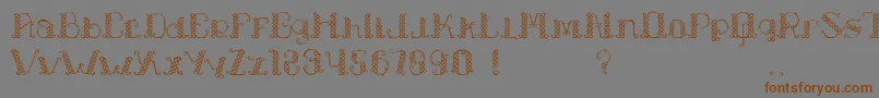 フォントLapiahTigoTypeface – 茶色の文字が灰色の背景にあります。