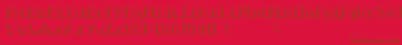 LapiahTigoTypeface-Schriftart – Braune Schriften auf rotem Hintergrund