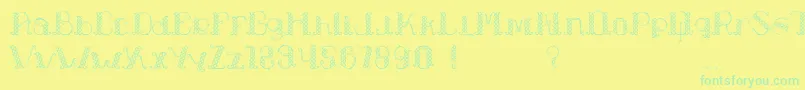 LapiahTigoTypeface Font – Green Fonts on Yellow Background