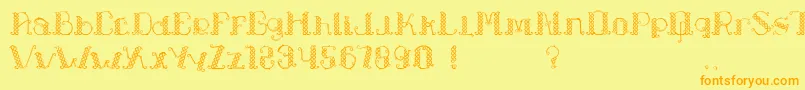 フォントLapiahTigoTypeface – オレンジの文字が黄色の背景にあります。