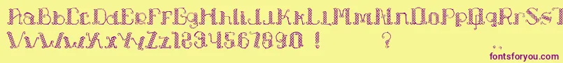 LapiahTigoTypeface-Schriftart – Violette Schriften auf gelbem Hintergrund