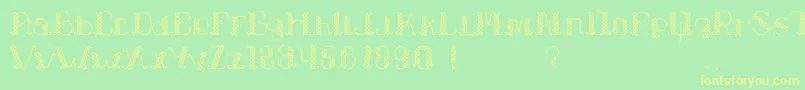 LapiahTigoTypeface-Schriftart – Gelbe Schriften auf grünem Hintergrund