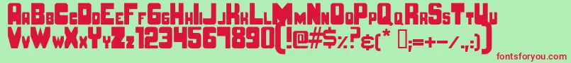 BrutoMayuscula Font – Red Fonts on Green Background