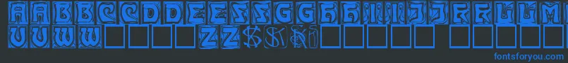 Kinigsteincaps Font – Blue Fonts on Black Background