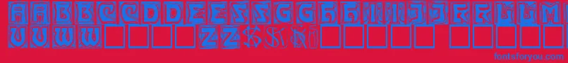 Kinigsteincaps Font – Blue Fonts on Red Background