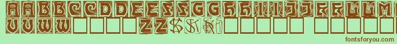 Kinigsteincaps Font – Brown Fonts on Green Background