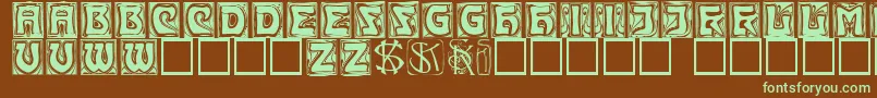 Kinigsteincaps Font – Green Fonts on Brown Background