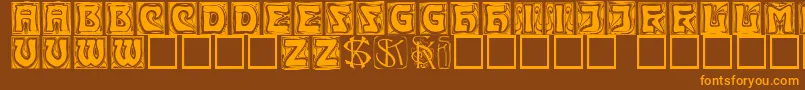 Kinigsteincaps Font – Orange Fonts on Brown Background