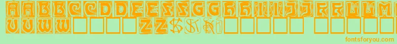 Kinigsteincaps Font – Orange Fonts on Green Background