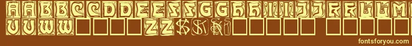 Kinigsteincaps Font – Yellow Fonts on Brown Background