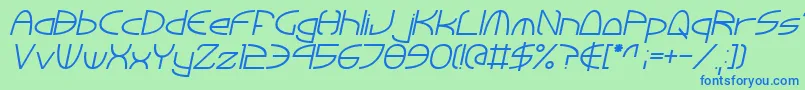 TinkerRoundItalic Font – Blue Fonts on Green Background