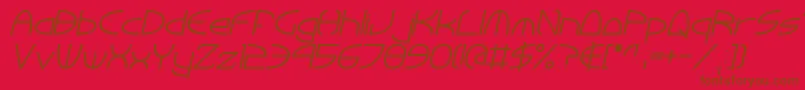 TinkerRoundItalic-Schriftart – Braune Schriften auf rotem Hintergrund