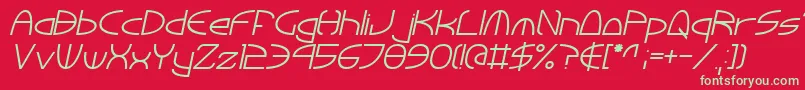 TinkerRoundItalic-Schriftart – Grüne Schriften auf rotem Hintergrund