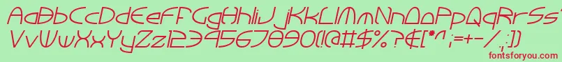 フォントTinkerRoundItalic – 赤い文字の緑の背景