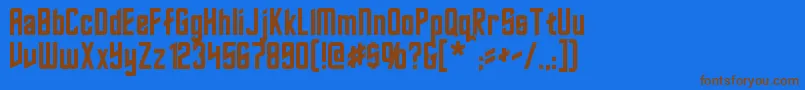 Roddenberry-Schriftart – Braune Schriften auf blauem Hintergrund