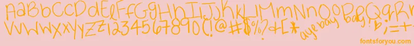 Ayebaybay-Schriftart – Orangefarbene Schriften auf rosa Hintergrund